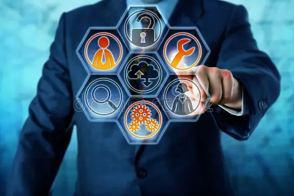 enterprise-client-activating-managed-services-three-icons-virtual-control-interface-hexagonal-buttons-business-75847683